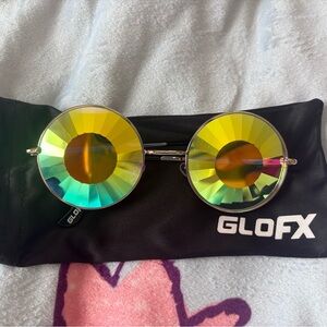 GLOFX diffraction Kaleidoscope Glasses - Yellow and Green